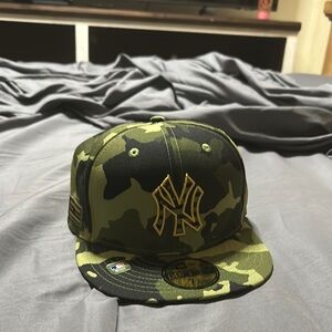 New Era Camouflage Hat with Gold Logo